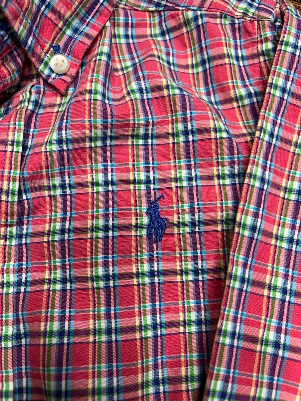 Ralph Lauren Red and Blue Plaid Button-Down Shirt boys size 4